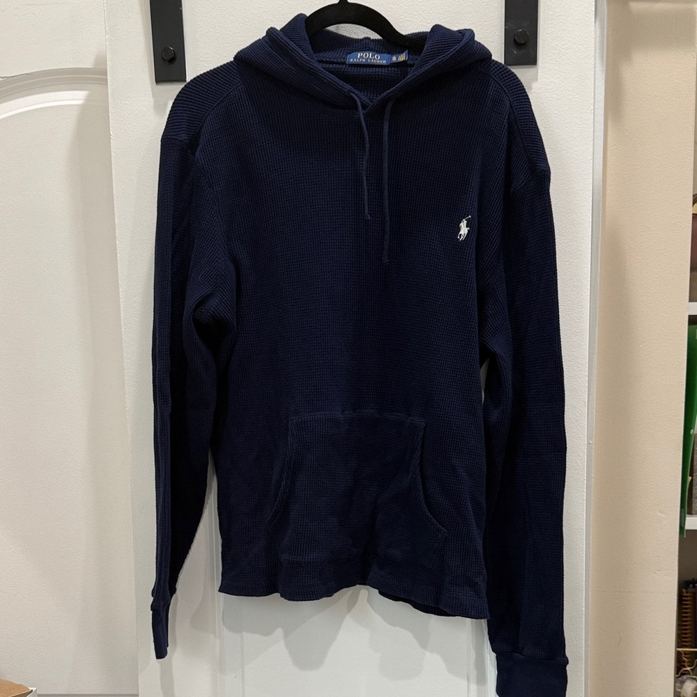 Ralph Lauren Polo Waffle Knit Hooded Sweater in Navy